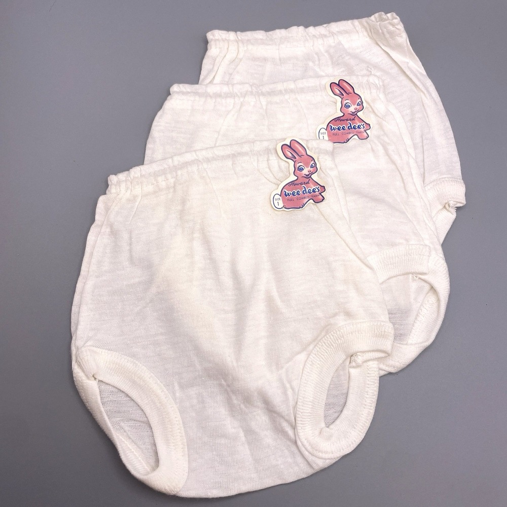 (3) Vtg Toddler Girl Soft Cotton Briefs Panties Underwear Sz 1 Wee‎ Dee's RARE